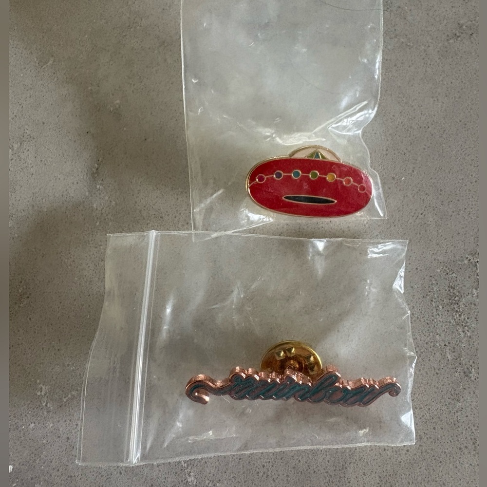 Gold Spacecraft and Rose Gold Rainbow Enamel Pins